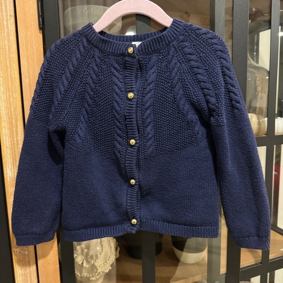 Janie and Jack Other - Janie & Jack navy cableknit sweater cardigan navy gold button down toddler girl